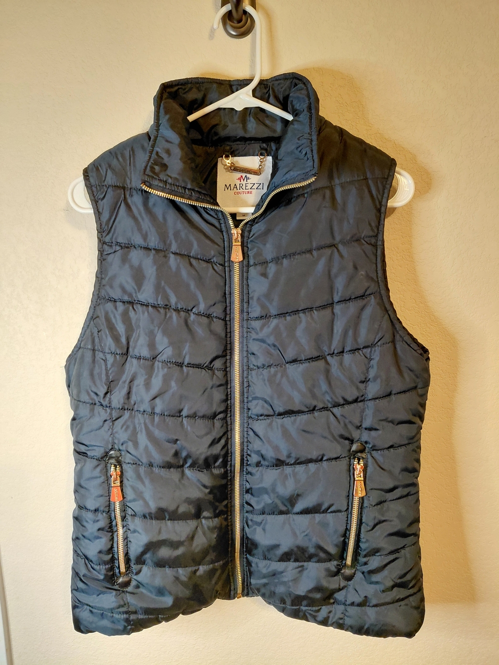Quilted Navy Sleeveless Puffer Vest